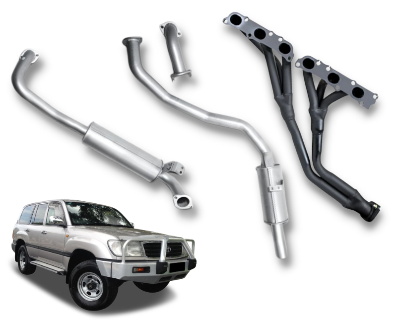 2.5" Exhaust System with Extractors for 4.5lt 6 Cylinder Petrol Toyota Landcruiser 105 Series Wagon FZJ105 (1998 - 2007 Models) Beast Unleashed Exhausts
